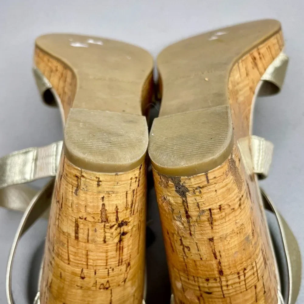 Cole Haan Womens Jullian Metallic Gold Open Toe Platform Wedge Sandal Size 10B‎